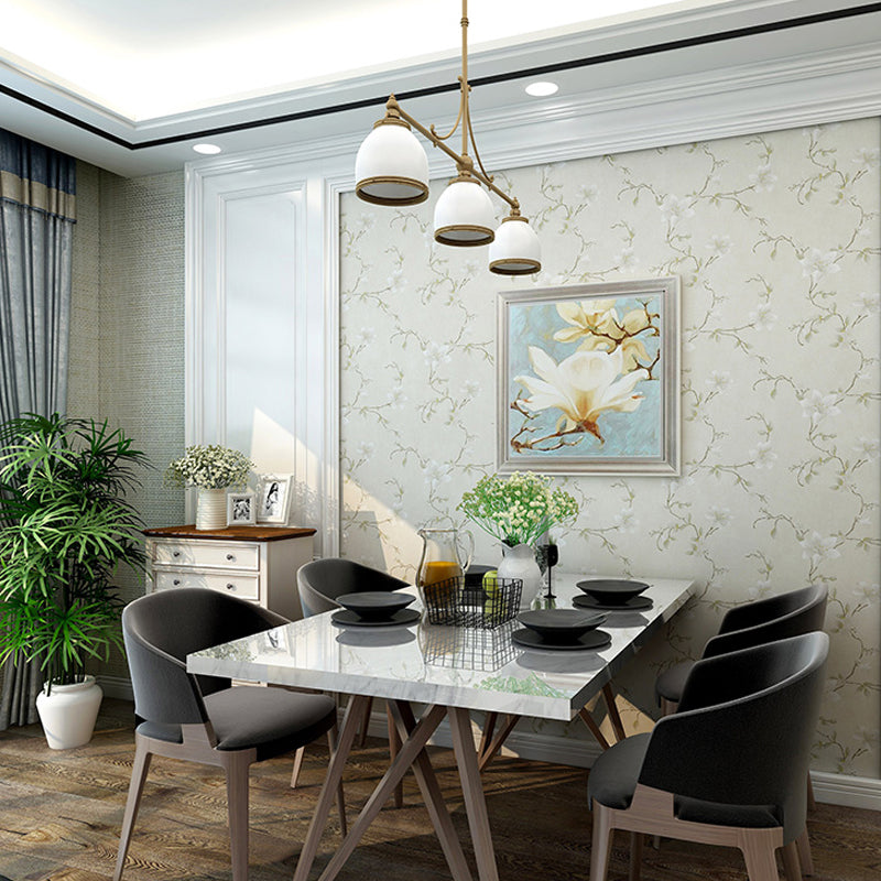 Rural Lily Flower Wallpaper Roll Soft Color Moisture Resistant Wall Decor for Home