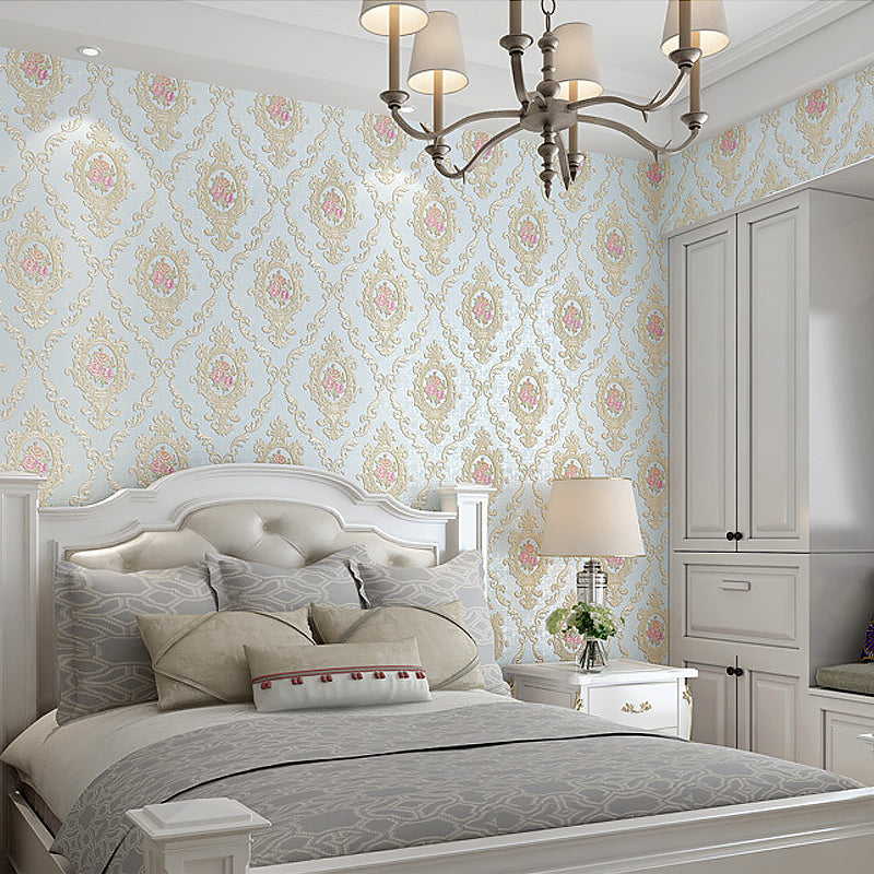 Papier peint à motifs de diamants de couleur Pastel, décoration murale Antique damassé résistante aux taches pour chambre à coucher