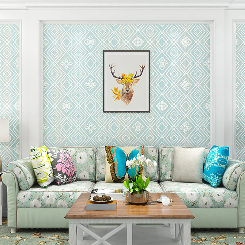 Modernist Trellis Pattern Wallpaper Light-Color Living Room Wall Art, 54.2-sq ft