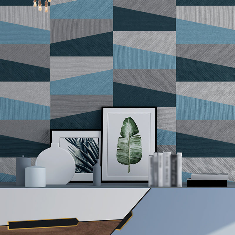 Mid Century Geometry Wallpaper Dark-Color Living Room Wall Covering, 33' x 20.5"