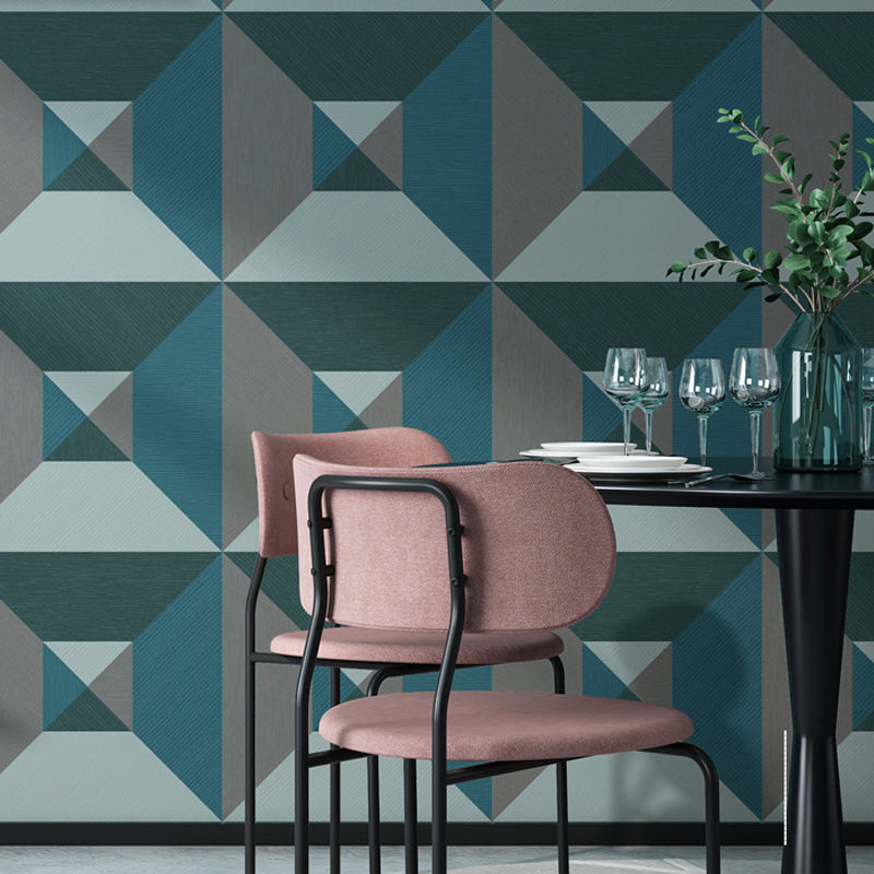 Rhombus Geometric Wallpaper Contemporary Textured Wall Art in Dark Color for Living Room