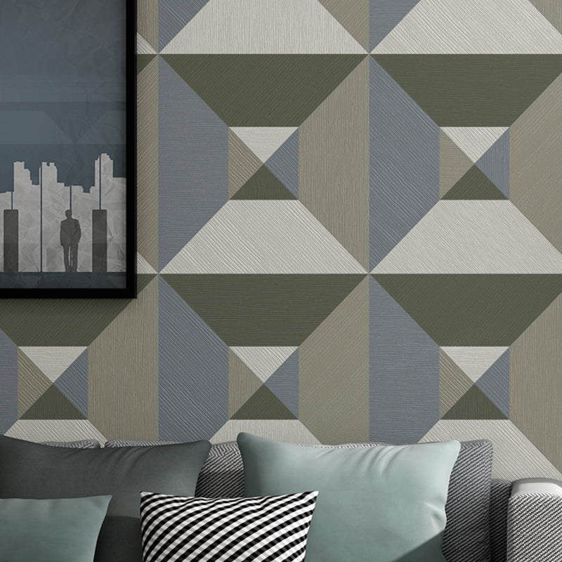 Rhombus Geometric Wallpaper Contemporary Textured Wall Art in Dark Color for Living Room