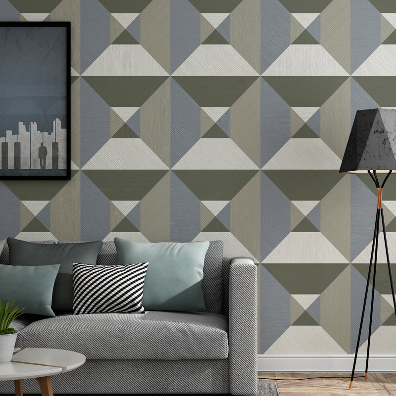 Rhombus Geometric Wallpaper Contemporary Textured Wall Art in Dark Color for Living Room