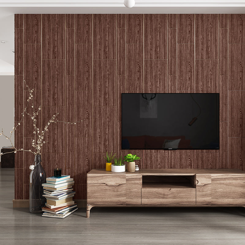 Flock Waterproof Wallpaper Rustic Wood Grain Wall Covering for Home Decoration, Unpasted
