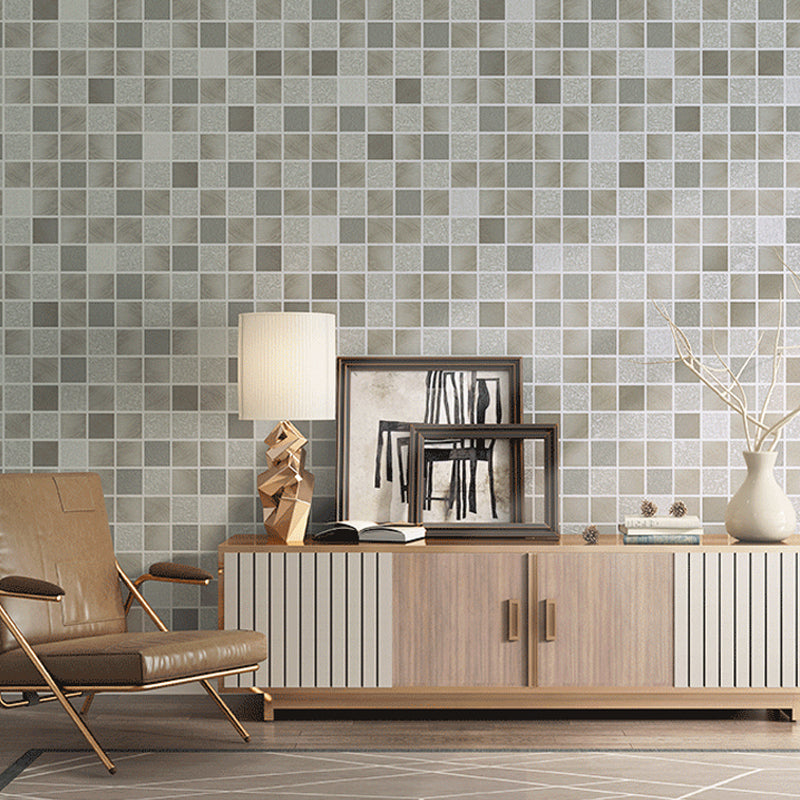 Modern Mosaic Tile Wallpaper Roll Light-Color Dining Room Wall Art, 33' L x 20.5" W