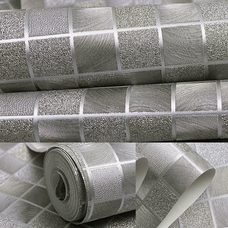 Modern Mosaic Tile Wallpaper Roll Light-Color Dining Room Wall Art, 33' L x 20.5" W