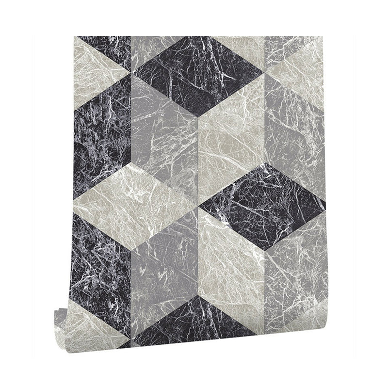 Modern Marble Wallpaper Grey Geometric Wall Art for Dining Room, Moisture Resistant