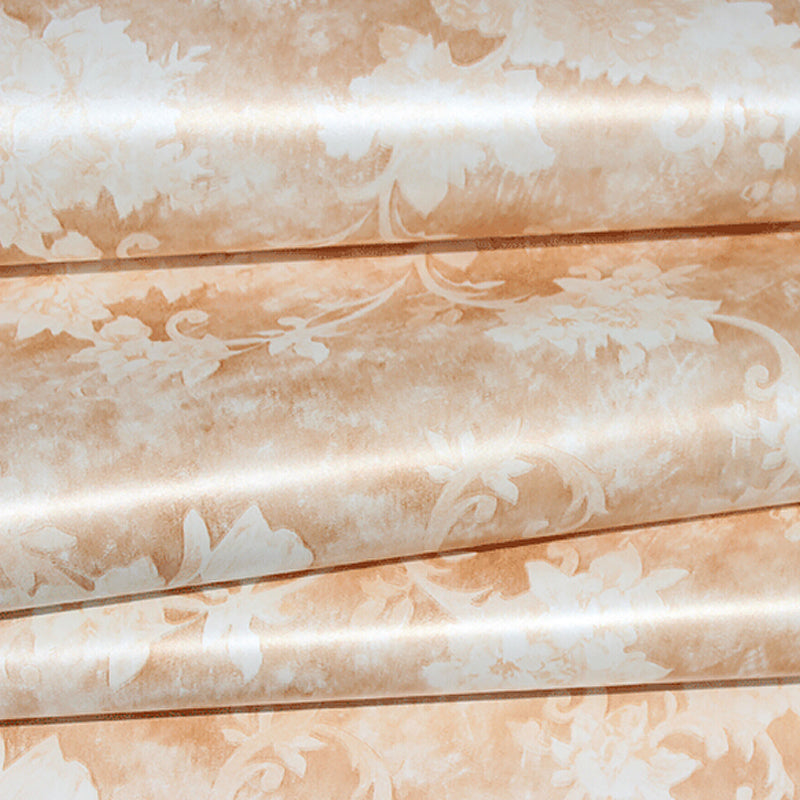 Maple Leaves Plant Wallpaper Countryside Shimmer Wall Art in Yellow for Bedroom, Paper Made