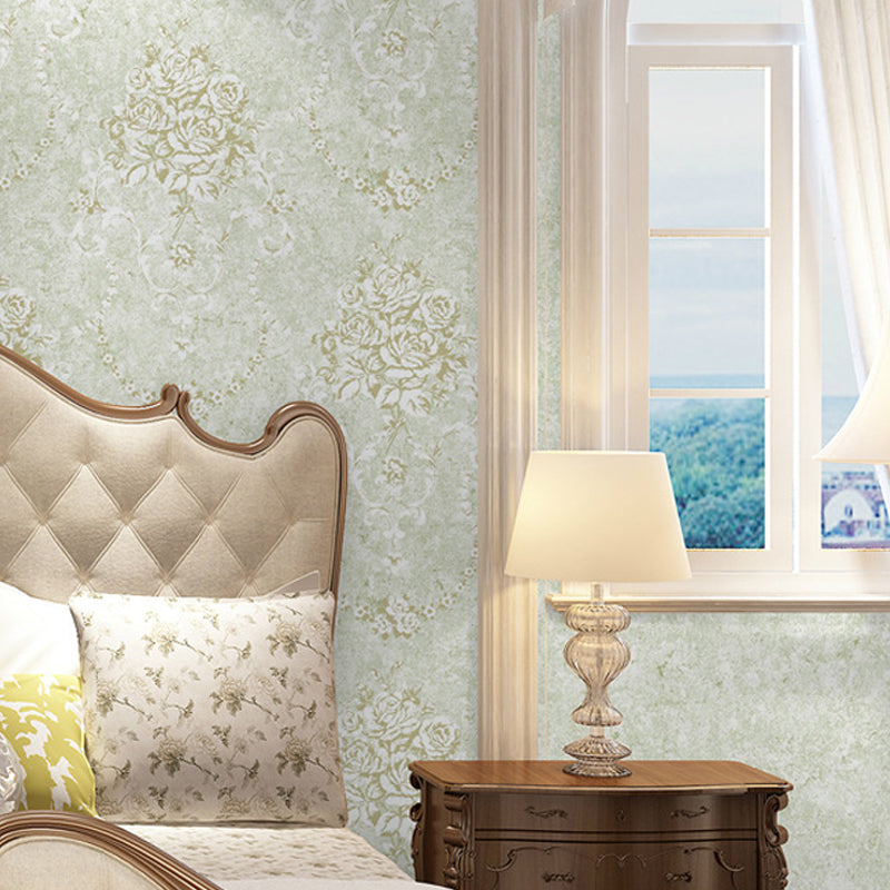 Jacquard Rose Flower Wallpaper Rustic Paper Wall Covering in Pastel Color for Accent Wall