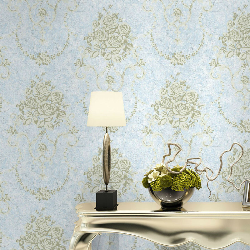 Jacquard Rose Flower Wallpaper Rustic Paper Wall Covering in Pastel Color for Accent Wall