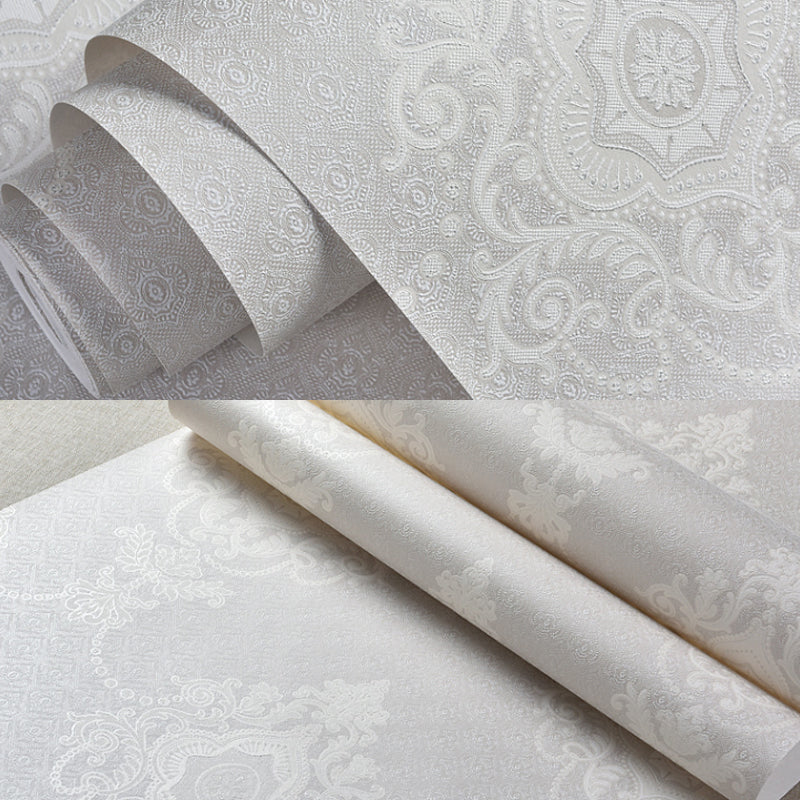 Glam Medallion Wallpaper Roll in Light-Color Water Resistant Wall Covering for Bedroom