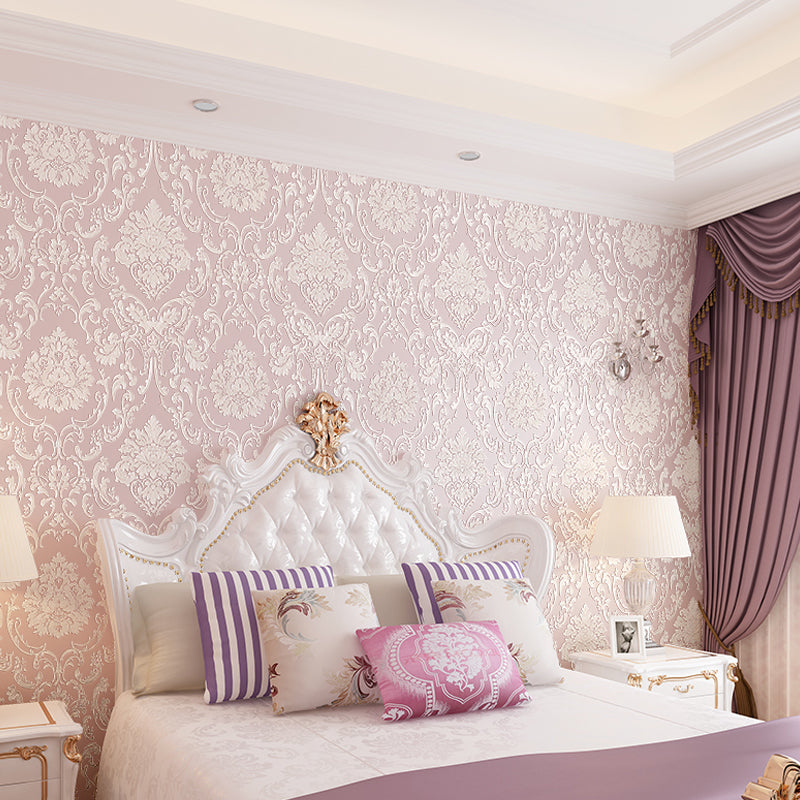 Leaf Jacquard Wallpaper Roll Luxurious Embossed Wall Covering in Soft Color for Accent Wall