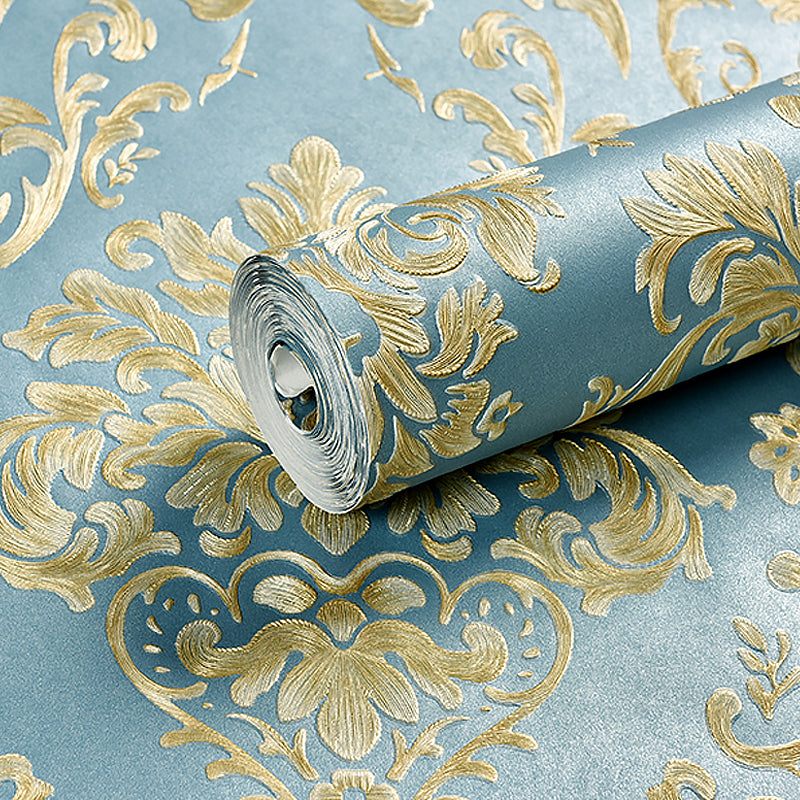 Leaf Jacquard Wallpaper Roll Luxurious Embossed Wall Covering in Soft Color for Accent Wall