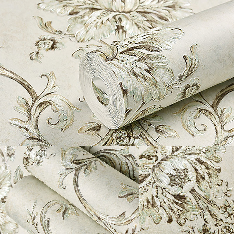 Classic Damask Wallpaper Roll Dark-Color Stain Resistant Wall Art for Living Room