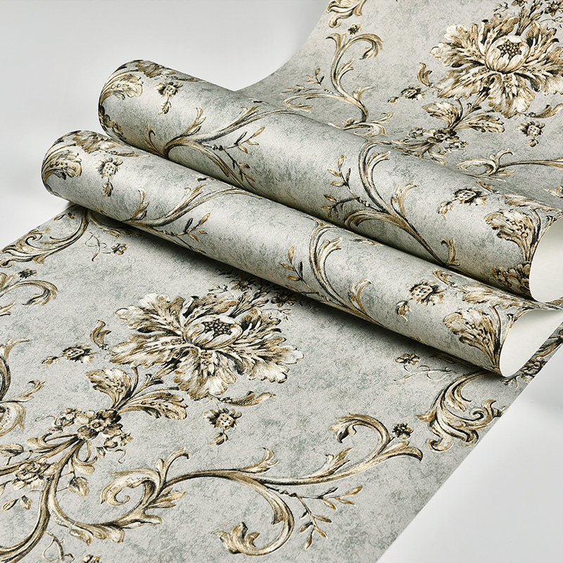 Classic Damask Wallpaper Roll Dark-Color Stain Resistant Wall Art for Living Room