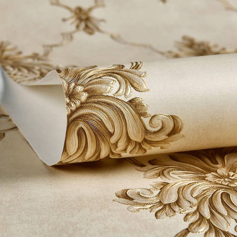 57.1-sq ft Jacquard Wallpaper European Quatrefoil Wall Covering in Pastel Color, Unpasted