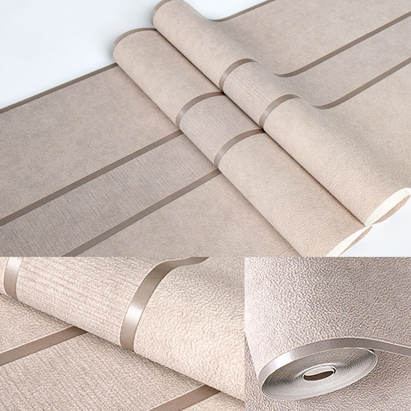 Minimalist Striped Wallpaper Flock Moisture Resistant Soft Color Wall Art for Living Room