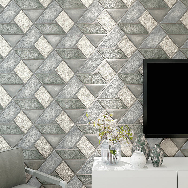 Flock Stain Resistant Wallpaper Modern Geo Lattice Patterned Wall Art for Dining Room