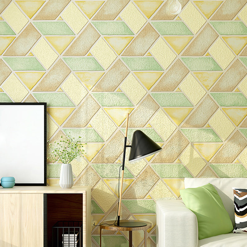 Flock Stain Resistant Wallpaper Modern Geo Lattice Patterned Wall Art for Dining Room