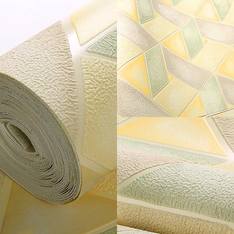 Flock Stain Resistant Wallpaper Modern Geo Lattice Patterned Wall Art for Dining Room