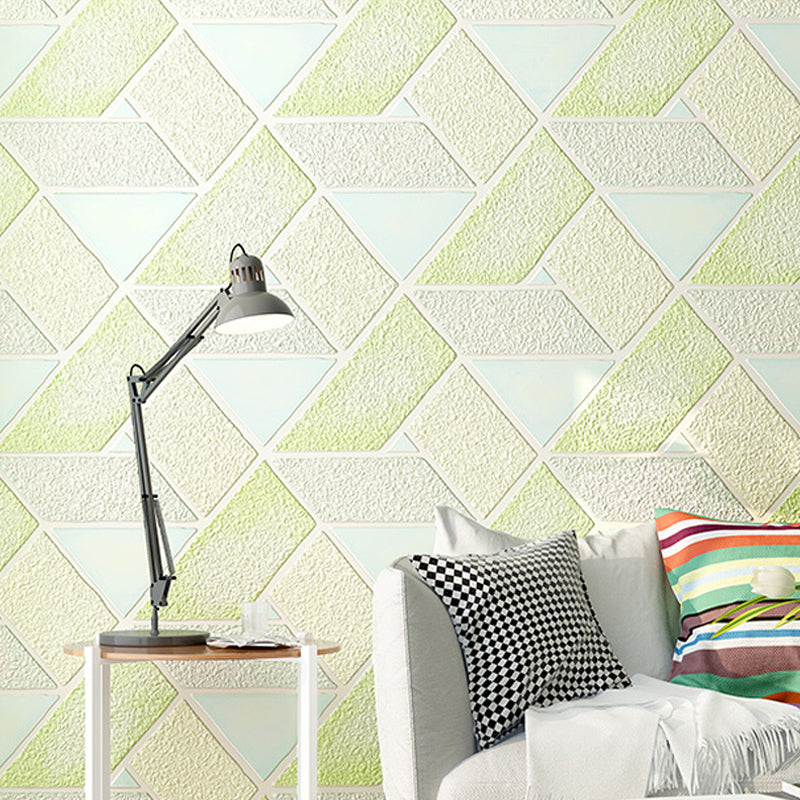 Flock Stain Resistant Wallpaper Modern Geo Lattice Patterned Wall Art for Dining Room