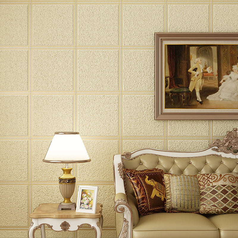 Dark Color Grid Wallpaper Moisture Resistant Modernist Living Room Wall Covering