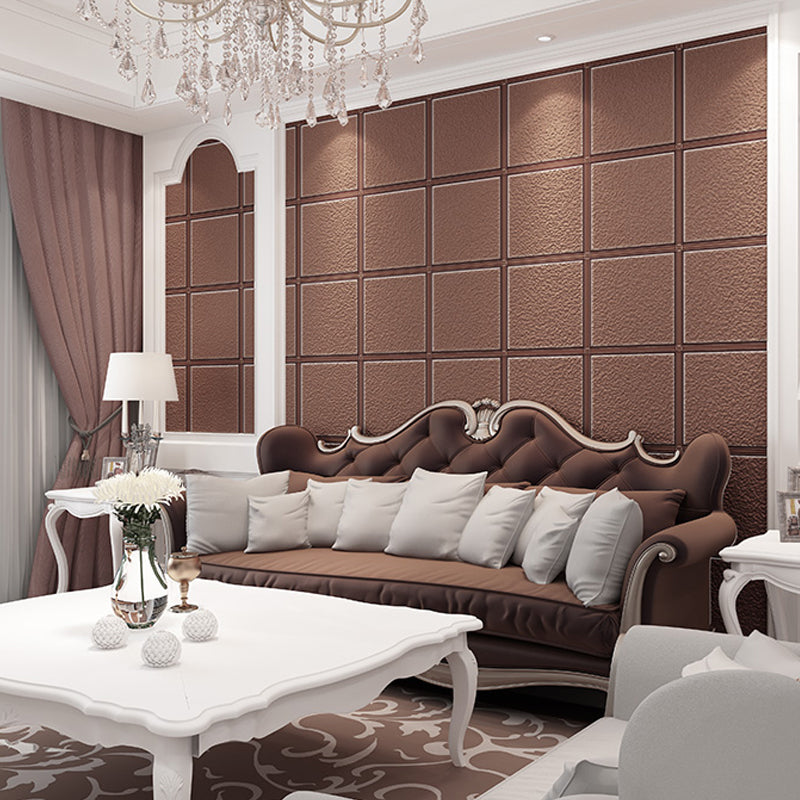 Dark Color Grid Wallpaper Moisture Resistant Modernist Living Room Wall Covering