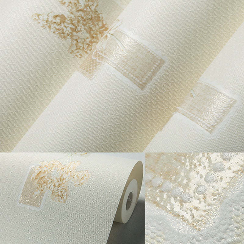 Papel tapiz con estampado floral, revestimiento de paredes estilo cabaña de color claro para sala de estar, 57,1 pies cuadrados