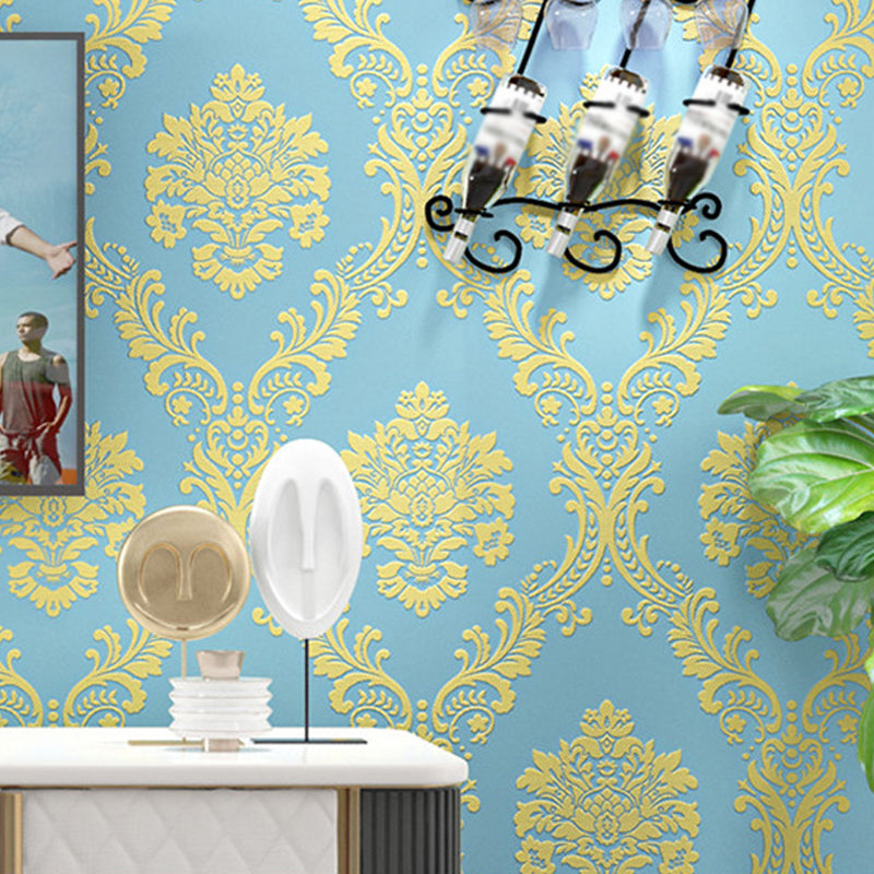 Medallion Damask Wallpaper Roll Luxe 3D Embossed Wall Decor in Bright Color, 54.2-sq ft