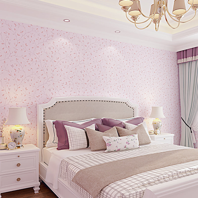 Rustic Sprig Print Wallpaper for Dining Room 54.2-sq ft Wall Art in Pastel Color