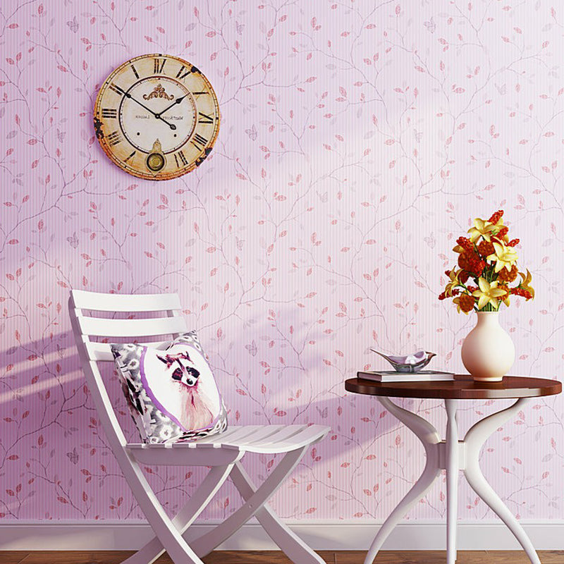 Rustic Sprig Print Wallpaper for Dining Room 54.2-sq ft Wall Art in Pastel Color