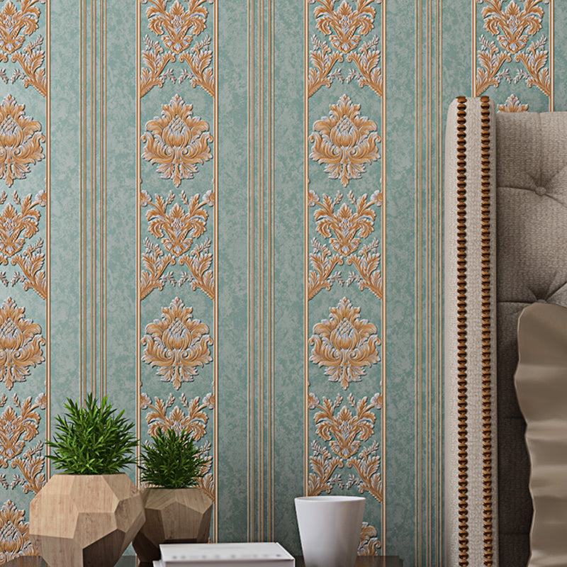 Victoriaans damast gestreept behang Zachtkleurige waterdichte muurdecoratie voor woonkamer