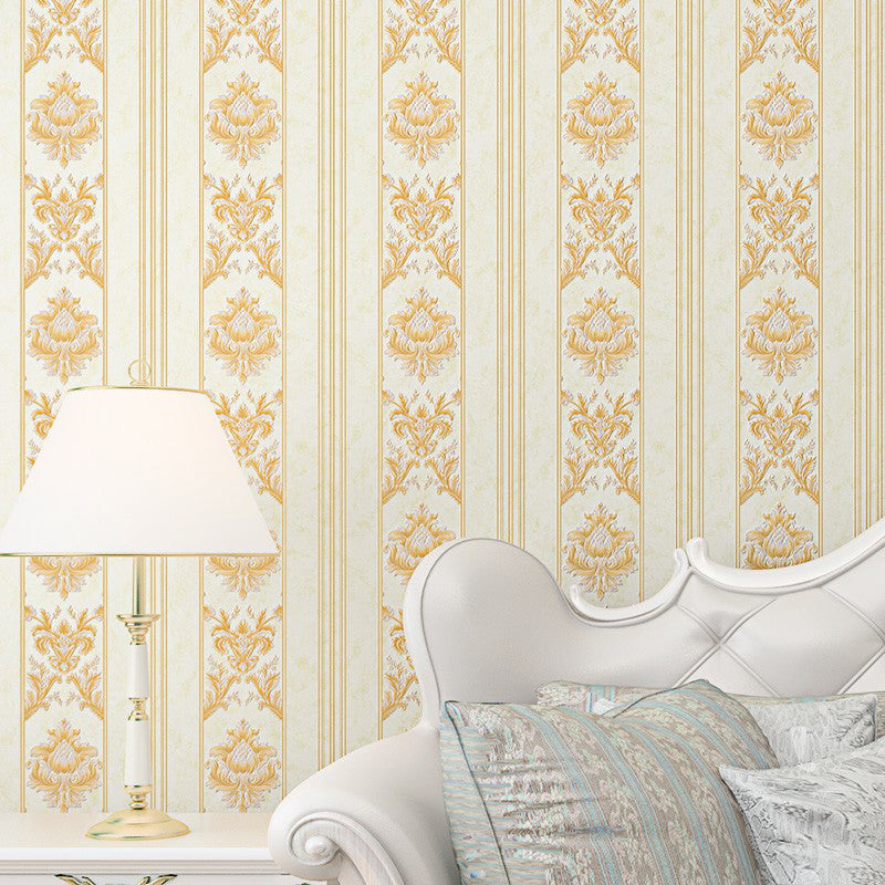 Victoriaans damast gestreept behang Zachtkleurige waterdichte muurdecoratie voor woonkamer