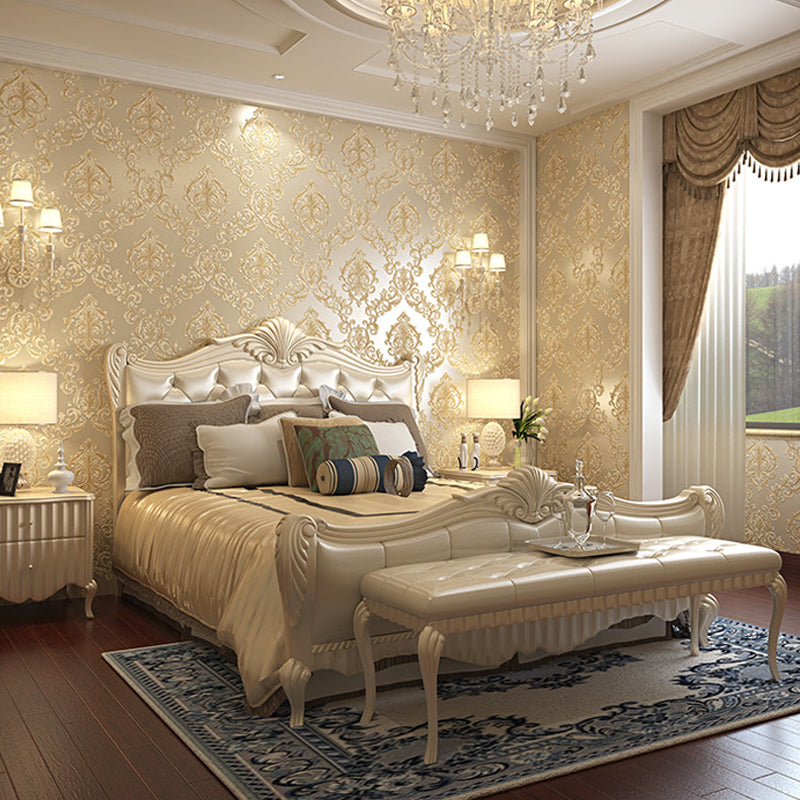 Luxurious Foliage Wallpaper Pastel Color Jacquard Wall Art for Bedroom Decoration