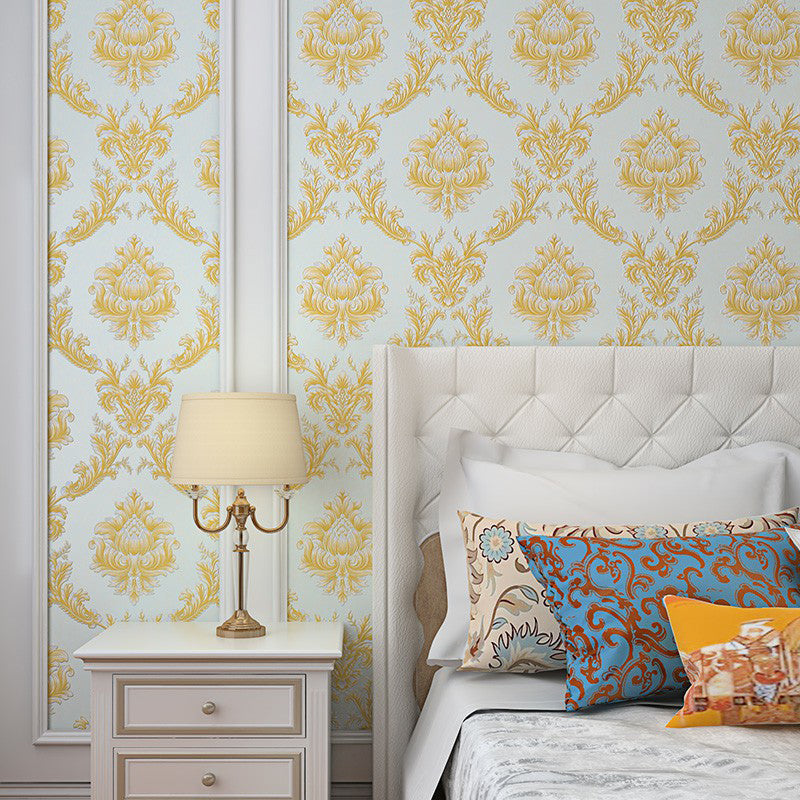 European Style Jacquard Wallpaper for Bedroom 57.1-sq ft Wall Covering in Pastel Color
