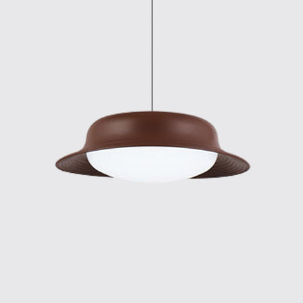 Chapeau Pendre Drop Post Post moderne Metal LED Dining Room Dining LAMPE PROSDE en blanc / marron