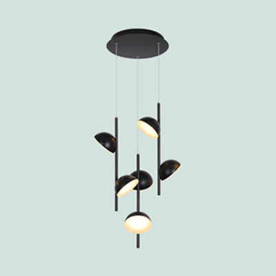 Postmodern Dome Pendse Light Metal 6/10 Luces de techo negro/blanco Luz para comedor con luz cálida/blanca