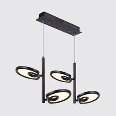2/4/6 cabezas de hoja de colgante colgante de metal moderno de metal negro/blanco Luz colgante para comedor con luz cálida/blanca/neutra