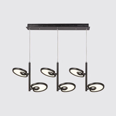 2/4/6 cabezas de hoja de colgante colgante de metal moderno de metal negro/blanco Luz colgante para comedor con luz cálida/blanca/neutra