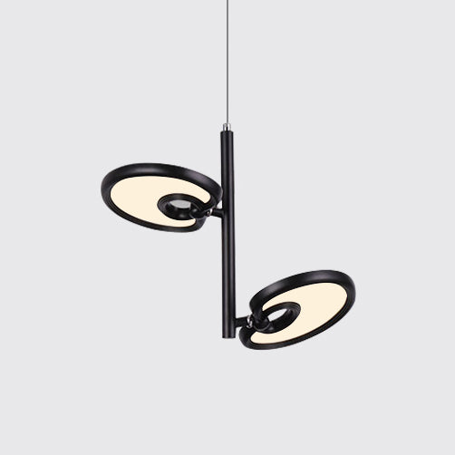 2/4/6 cabezas de hoja de colgante colgante de metal moderno de metal negro/blanco Luz colgante para comedor con luz cálida/blanca/neutra