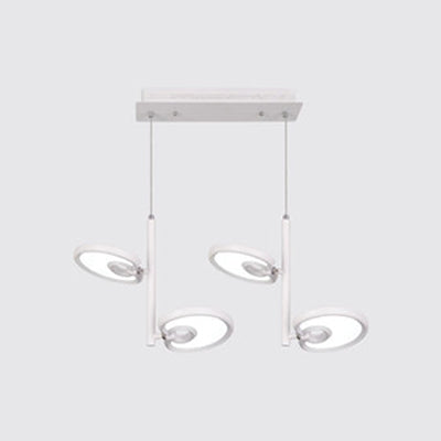 2/4/6 cabezas de hoja de colgante colgante de metal moderno de metal negro/blanco Luz colgante para comedor con luz cálida/blanca/neutra