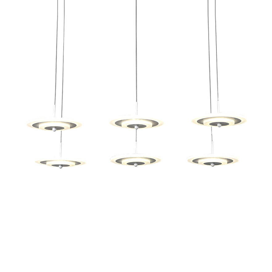 Luz de techo redondo blanco/marrón LED moderno de 3/6 ligeras colgantes de colgantes de acrílico en luz cálida/blanca/natural