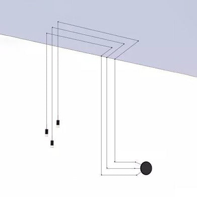 Línea de iluminación colgante de metal contemporáneo 1/3/9 Luz de techo negro ligero Luz de techo negro para sala de estar