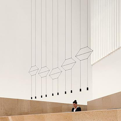 Geometric Hanging Ceiling Light Post Modern Metal 2/4/6 Lights Black Suspension Pendant