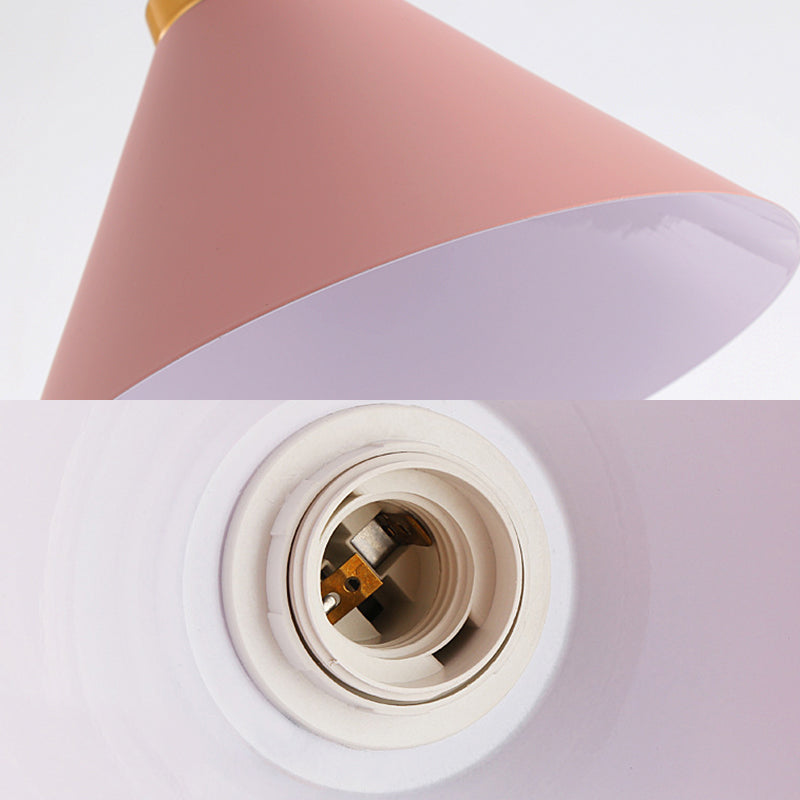 Bowl/Cone/Funnel Metal Hanging Ceiling Light Minimalist 1 Light Blue/Pink/Yellow Pendant Lamp