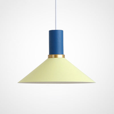Bowl/Cone/Funnel Metal Hanging Ceiling Light Minimalist 1 Light Blue/Pink/Yellow Pendant Lamp