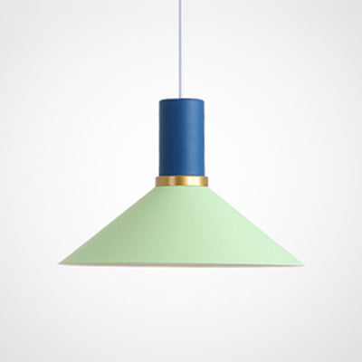 Bowl/Cone/Funnel Metal Hanging Ceiling Light Minimalist 1 Light Blue/Pink/Yellow Pendant Lamp
