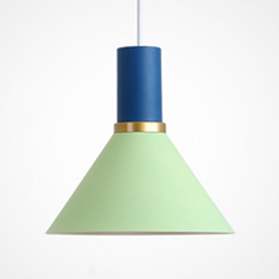 Bowl/Cone/Funnel Metal Hanging Ceiling Light Minimalist 1 Light Blue/Pink/Yellow Pendant Lamp