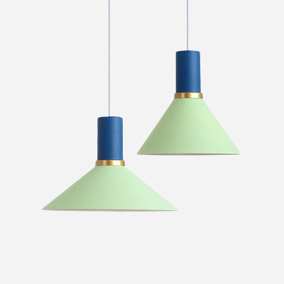 Bowl/Cone/Funnel Metal Hanging Ceiling Light Minimalist 1 Light Blue/Pink/Yellow Pendant Lamp