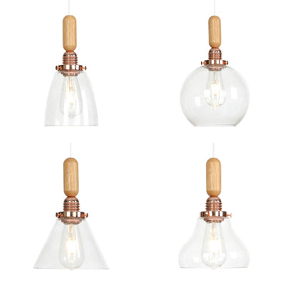 Globe/Cone/Small Bell Pendant Lighting Vintage Clear Glass 1 Licht Roségoud/Chrome hangende lamp met verstelbaar koord
